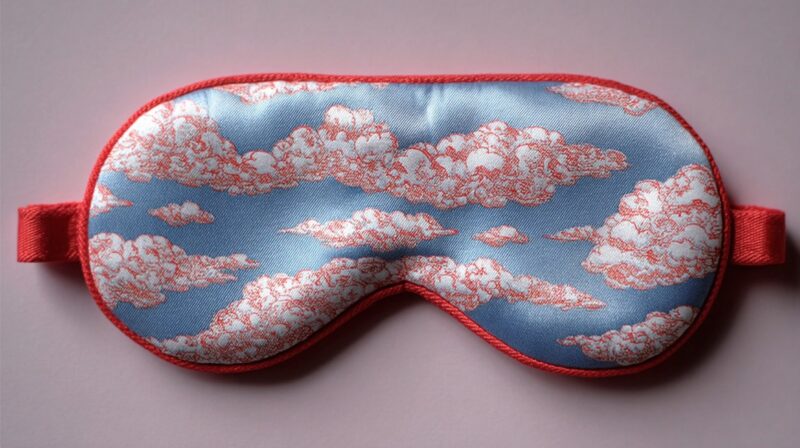 Svilena maska za spavanje sa šarom oblaka u plavo-crvenim tonovima