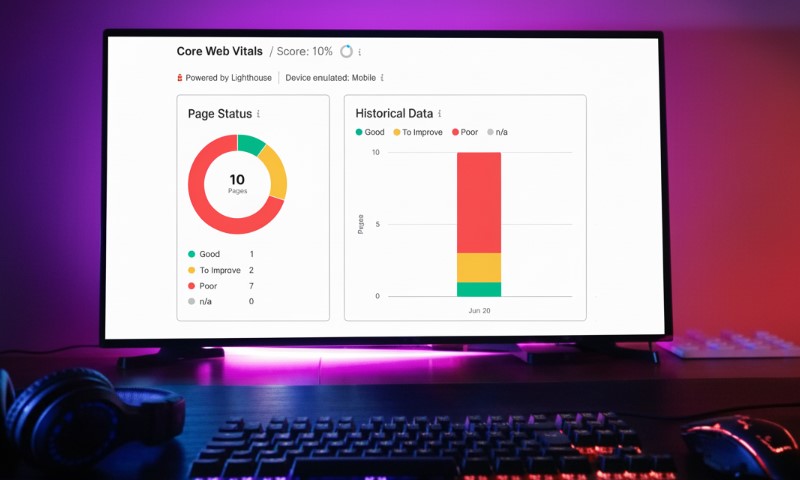 Prikaz Core Web Vitals stranice na monitoru kompjutera