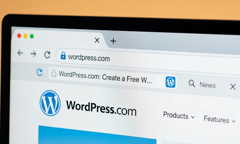 Sajt Wordpress-a prikazan na monitoru laptopa