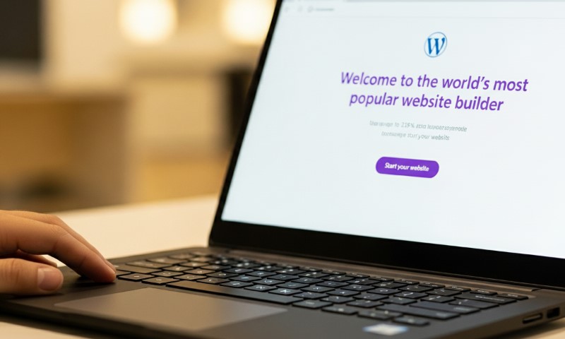 Wordpress sajt otvoren na ekranu laptopa