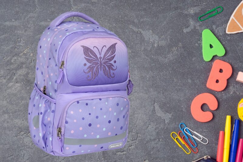 Belmil 338-36 Purple Dots ranac na sivoj pozadini